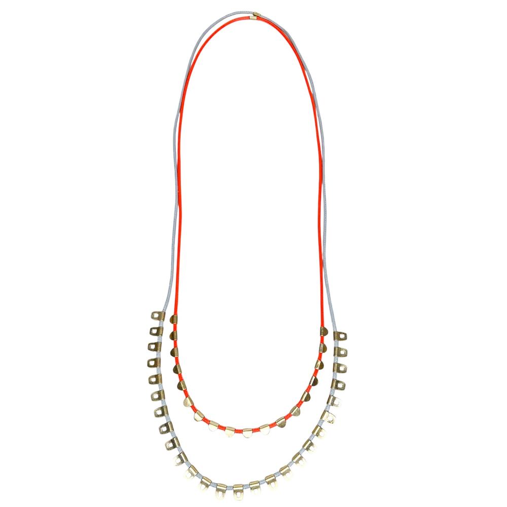 India Hicks The Sea Cord Grey & Orange Necklace Bundle Set of 2